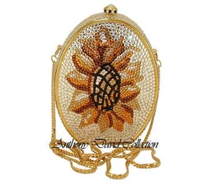 Anthony David Sunflower Silver & Gold Evening Bag with Swarovski Crystals - Picture 1 of 4