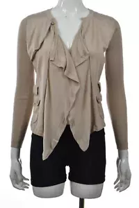 NEW Karen Millen Womens Sweater Size 1 Beige Solid Cardigan Long Sleeve Casual - Picture 1 of 5