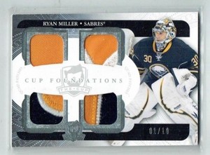 11-12 UD The Cup Foundations  Ryan Miller  1/10  First Card  Quad Patches