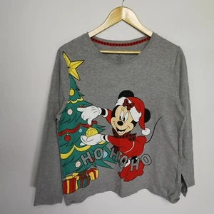 ~ Disney ~ Minnie Mouse Ho Ho Ho ~ Long Sleeve Grey Christmas Shirt ~ 12 - 14 ~ - Picture 1 of 8