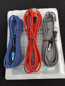 3 x USB C Charger Cable 3M Type C Cable Braided - Zdjęcie 1 z 5