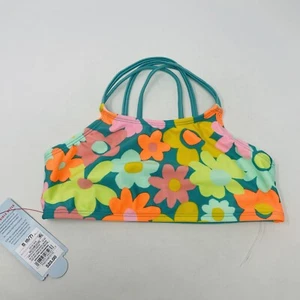 Cat & Jack Girls Small 6/7 Floral Print Bralette Bikini Swim Top in Green 1776 - Picture 1 of 7