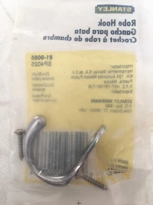 "Gancho para bata pequeño Stanley Single acabado cromado 1 1/2""" Foto 1 de 4