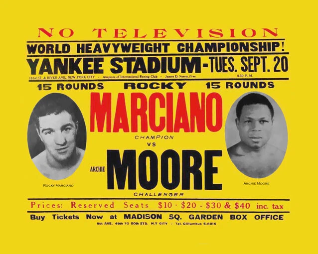 Boxers Rocky Marciano vs Archie Moore 1955 foto boxeo partido de peso pesado Foto 1 de 1