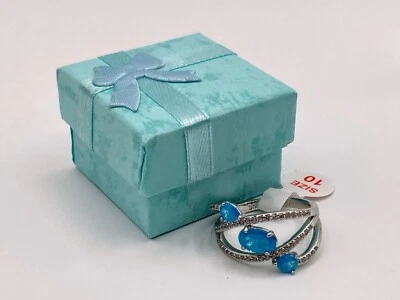 Anillo Bomb Party RBP6156 Esencia atemporal Topacio Azul Cristal de Hielo Talla 10 Rodio Pl Foto 1 de 4