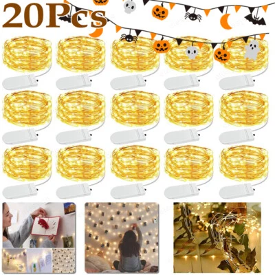 Cadena de luces de hadas mini LED de alambre de cobre de 20 piezas 6,6 pies 20 LED que funcionan con baterías Foto 1 de 4