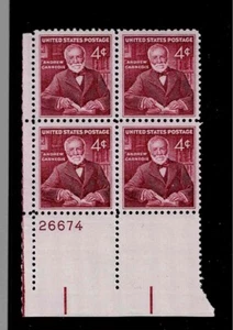 US Scott #1171, Plate Block #26674 1960 Carnegie 4c FVF MNH Lower Left - Picture 1 of 1