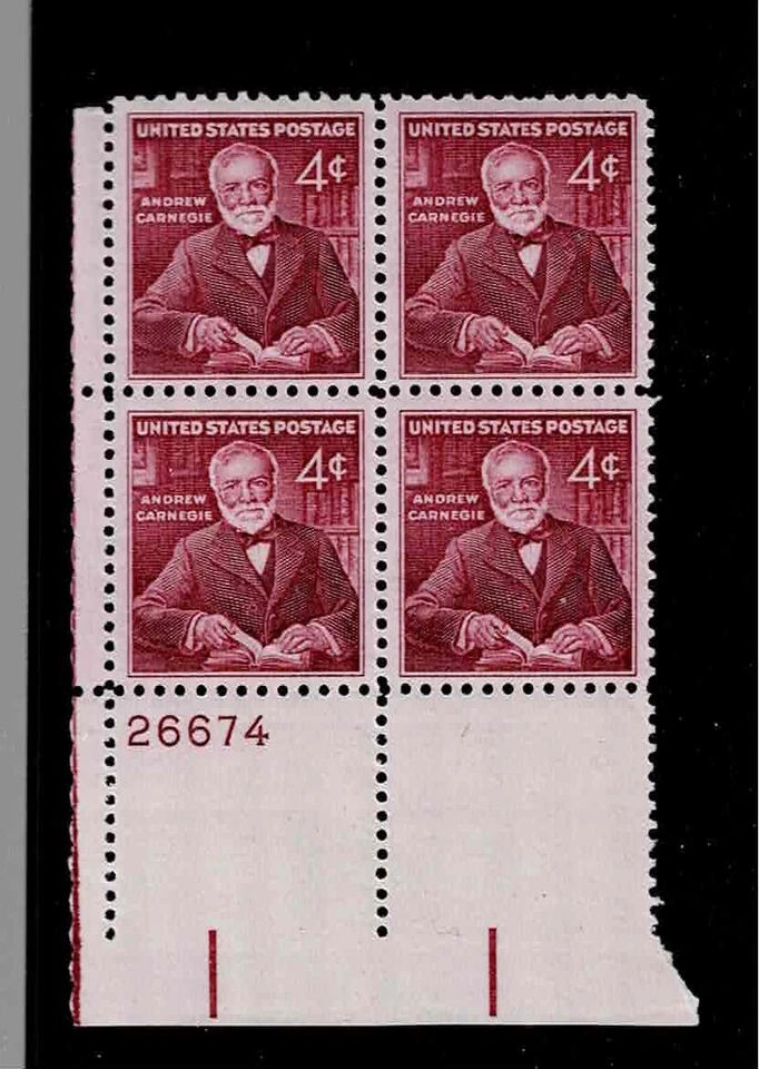 US Scott #1171, Plate Block #26674 1960 Carnegie 4c FVF MNH Lower Left - Image 1 of 1