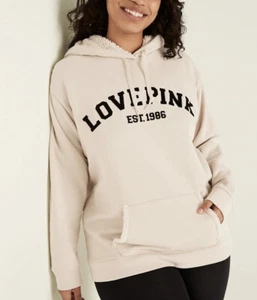 NEW Victoria's Secret PINK Sherpa Campus Pullover Hoodie XL - Picture 1 of 3