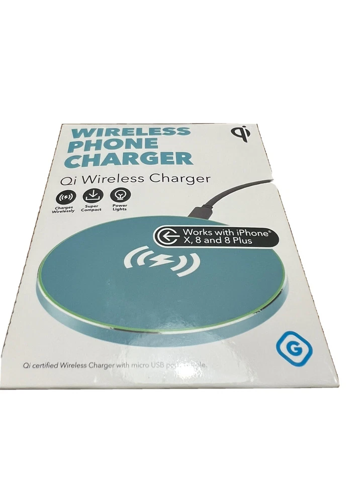 全新 Gems Qi 无线手机充电器 蓝色 适用于 iPhone X 和三星 S7,S8 — 第 1/3 张图片
