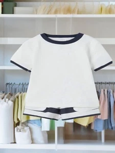 ZARA Kids Blue & White Striped SET T-Shirt and Shorts Bermuda 2 Pieces Size 10 - Picture 1 of 5