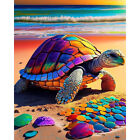 5D DIY Full Round Drill Partial AB Diamond Painting Beach Turtle Decor 45x55cm