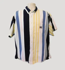 Chaps Ralph Lauren Shirt XL Multicolor Stripe Short Sleeve Button-Up 100% Cotton - Picture 1 of 6