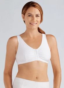 Amoena 'Frances' Soft Cup Front Fastening Post Surgical Bra - White - Picture 1 of 5