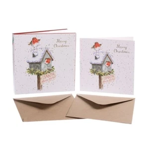 Wrendale Designs Santa Please Stop Here 8 Luxury Christmas Cards Festive Robins - Picture 1 of 2