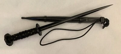 Cuchillo daga Rondel de acero frío, hoja de acero al carbono, vaina de cuero 88HRDL Foto 1 de 4