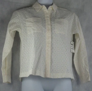 Alfani Women's Petite 100% Cotton Eyelet Button-Front Top, Ivory, PM - Picture 1 of 2