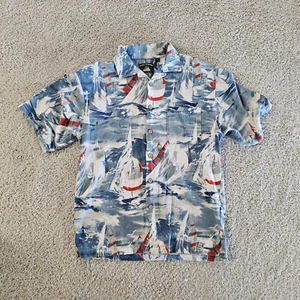 Dickie Walker Medium Button Up Shirt Sailboat Hawaiian Sailing Shirt Cotton - Picture 1 of 7