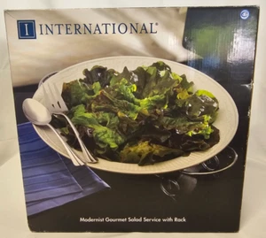 Servicio de ensalada gourmet modernista internacional con estante - Imagen 1 de 6