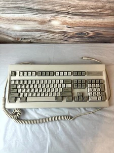 Vintage Tandy Enhanced Mechanical Wired Computer Keyboard 5 Pin White 805539 - Afbeelding 1 van 12