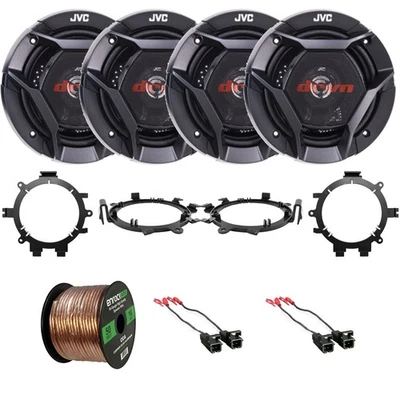 4x Altavoces de 2 vías JVC 6.5" 300W, 4x Arnés de altavoces + 4x Adaptadores de altavoces Foto 1 de 4