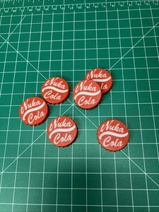 3D Printed 6 Nuka Cola Bottle Caps Logo Sign Display Fan Art Fallout Video Game - Picture 1 of 3