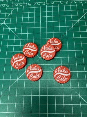 3D Printed 6 Nuka Cola Bottle Caps Logo Sign Display Fan Art Fallout Video Game - Image 1 of 3