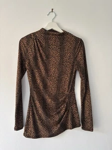 River Island Leopard Print Ruched Long Sleeve Top - UK 8 - Picture 1 of 5