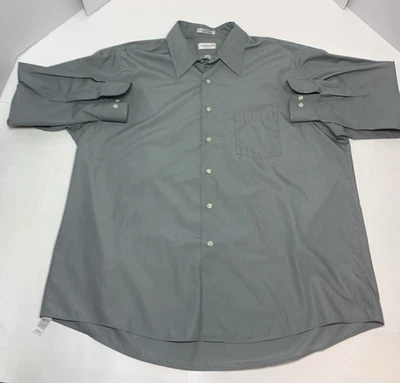 🔥Men’s 2XL Gray Van Heusen Wrinkle Free 18 1/2  34/35 Long Sleeve Dress Shirt - Image 1 of 4