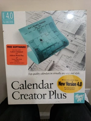 New Vintage Calendar Creator Plus Version 4.0 for MS-DOS New in Sealed Box LOOK! - Image 1 of 4