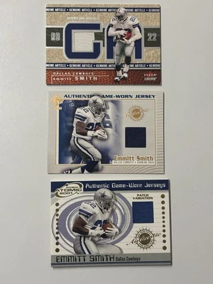 Parches usados en juegos Emmitt Smith, 2001, 2002 Pacific, Fleer 2002 artículo genuino Foto 1 de 4