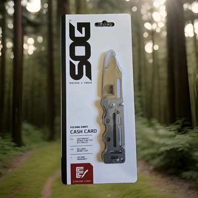 SOG Cash Card Folding Knife, Money Clip, Plain Edge, Stainless - Image 1 of 4