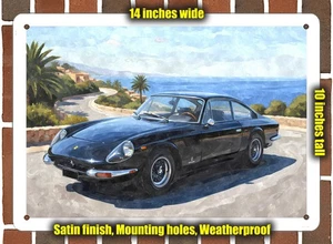 Letrero metálico - Ferrari 365 GT AI acuarela 1970 - 10x14 - Imagen 1 de 1