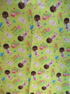 Doc McStuffins  VTG  2015 Disney 100% Cotton Fabric LIGHT GREEN RARE SZ 26"X43" - Picture 1 of 7