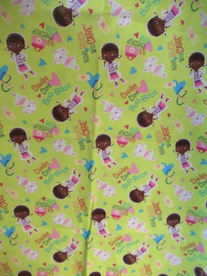 Doc McStuffins  VTG  2015 Disney 100% Cotton Fabric LIGHT GREEN RARE SZ 26"X43" - Image 1 of 4