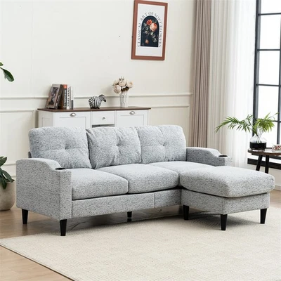3-Seater Convertible Combination Sofa Sofa L-Shaped Sofa with Storage Footstools - Image 1 of 4