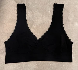 Genie Bra with lace trimming size 2XL Black Wireless + FREE GIFT - Picture 1 of 5