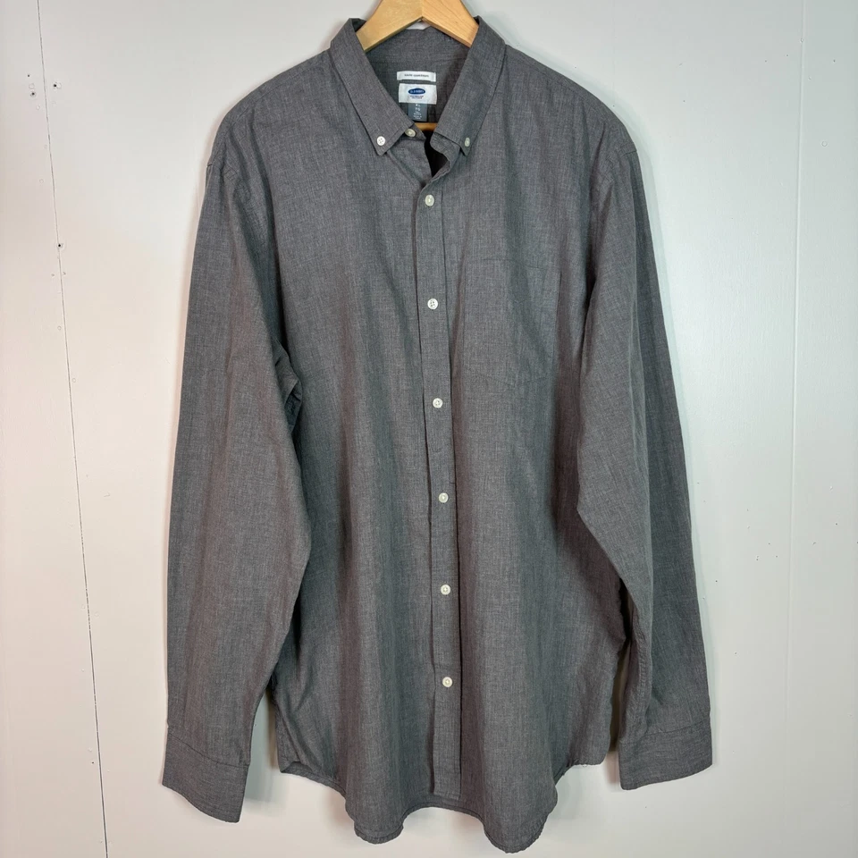Camisa Old Navy XL Alta Gris Calce Ajustado Botón-Frente Mezcla de Algodón Para Hombre XLT Foto 1 de 4