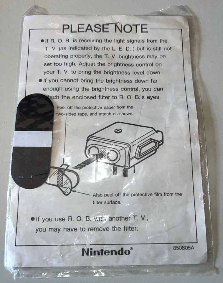 SEALED 1985 Nintendo ROB Robot Eye Filter R.O.B. NEW from NES Deluxe Set RARE! - Image 1 of 4