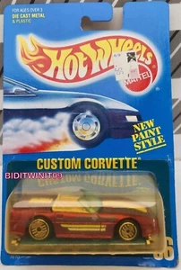 HOT WHEELS 1989 TARJETA AZUL CORVETTE PERSONALIZADA #66 ROJA TARJETA MALA - Imagen 1 de 2