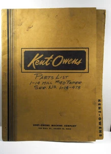 KENT OWENS 1-14 MILLING MACHINE PART LIST (W2-A-6-10-RCT) - Picture 1 of 1