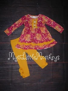 NEW Boutique Floral Tunic & Ruffle Leggings Outfit Set - Picture 1 of 3