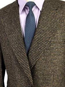 40S Tom James USA Mens Vintage 2 Button Silk Wool Blazer Sport Coat Tattersall