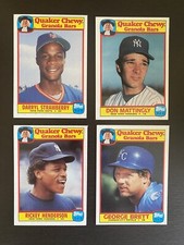 1986 Topps Quaker Chewy Granola Bars (Lot of 4) Mattingly Henderson Brett Straw