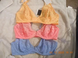 F - 3er SET / INTIMATE BOND / 36C / OHNE PAD / OHNE FUTTER / TRANSPARENT / GESCHNÜRT / - Bild 1 von 3