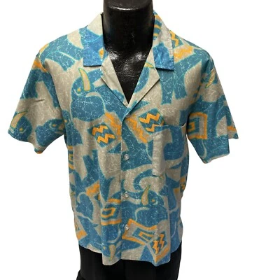 Vtg 80's Club Arena Blue Gray ALL OVER PRINT Elephants Streetwear SKATER Shirt M - Image 1 of 4