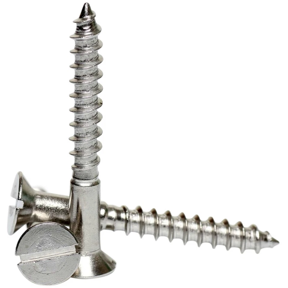 No3,4,6,8,10,12 A2 Stainless Steel Slotted Flat Countersunk Wood Screws DIN 97 - Image 1 of 1