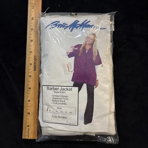 Barber Stylist Salon Smock Jacket Zipper Pocket Pet Grooming White New Freeship! - Picture 1 of 7