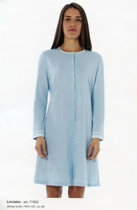 Women's Long Sleeve Open Nightgown In Cotton Jersey Linclalor 71583 - Picture 1 of 1