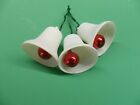Sugar Mica Bells / 20mm Red Mercury Glass Clappers Off White - Vintage